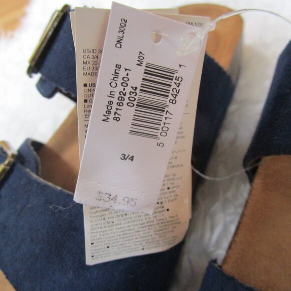 NWT Gap Kids Navy Blue Double Buckle Cork Sandals Shoes slides slippers Sz 3-4 - Picture 9 of 15